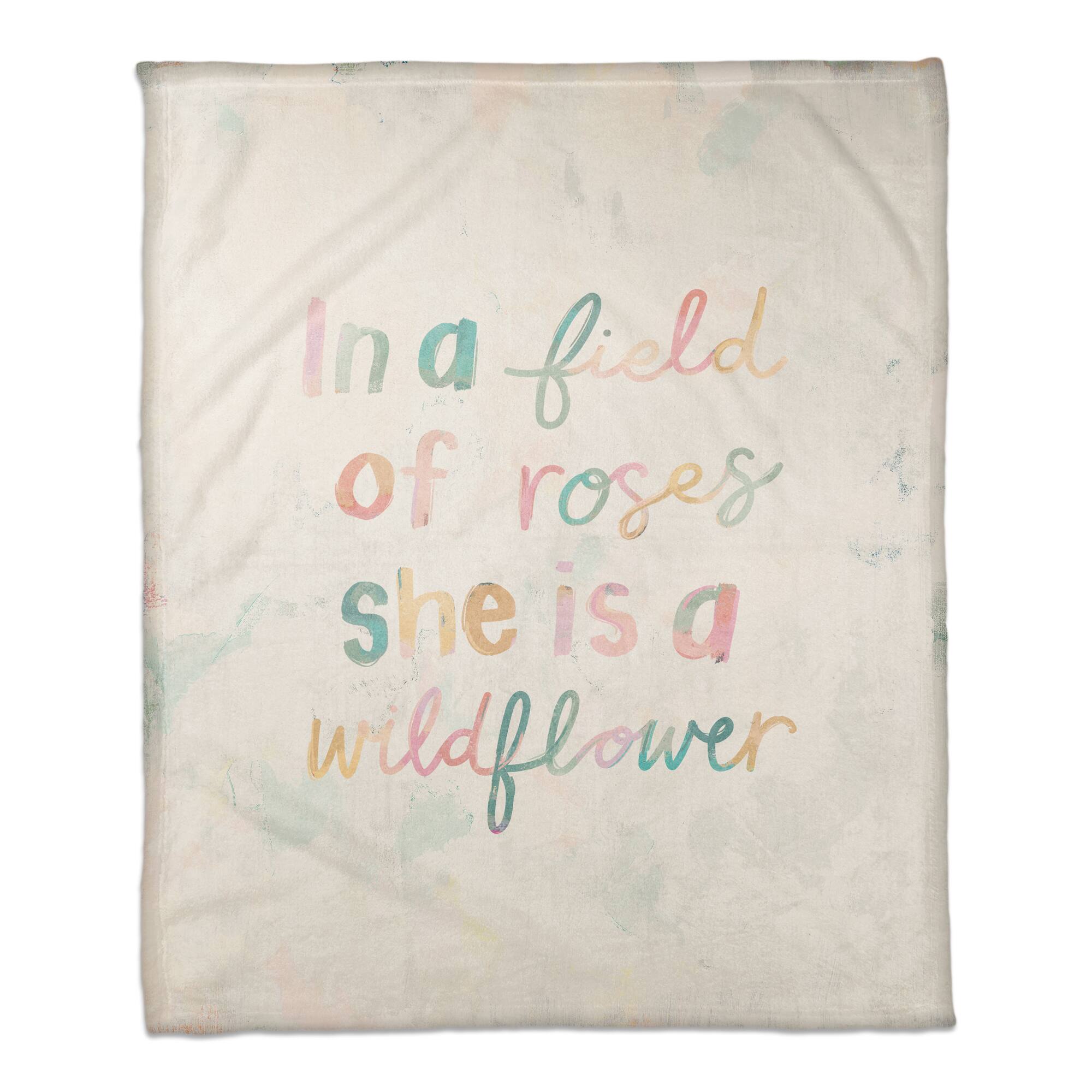 50" x 60" In a Field of Roses Coral Fleece Throw Blanket